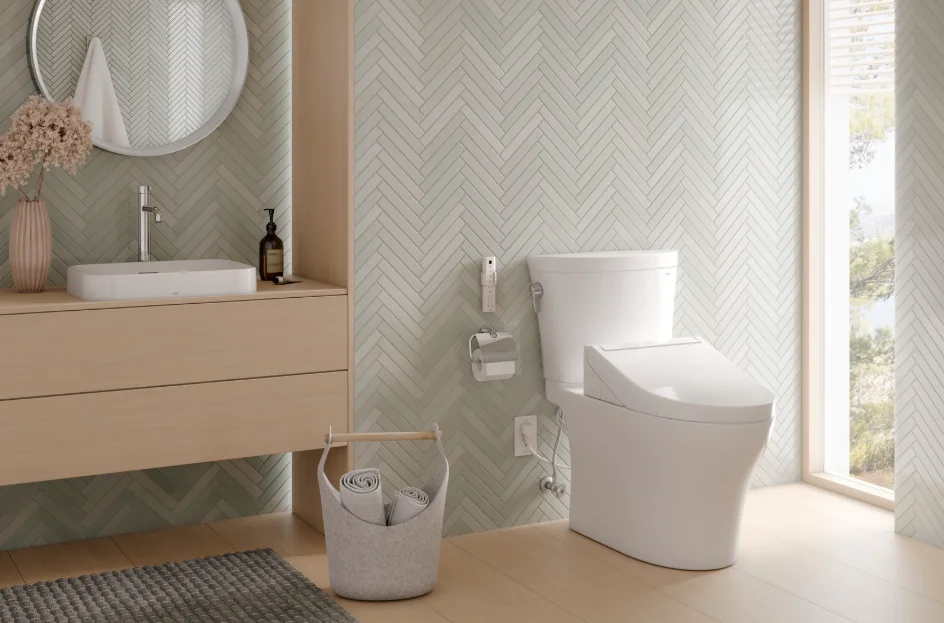 A TOTO WASHLET C5 in a modern bright bathroom