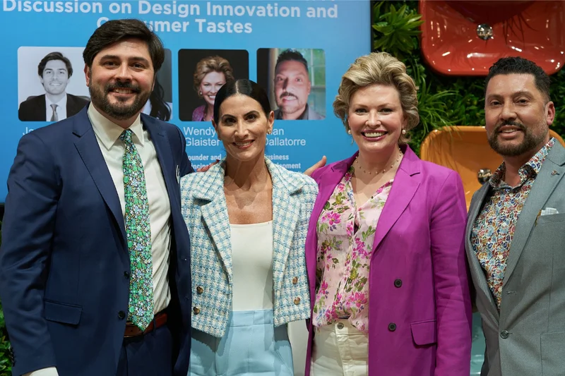 KBIS 2025 panelists pose for a photo after their bathroom design panel discussion