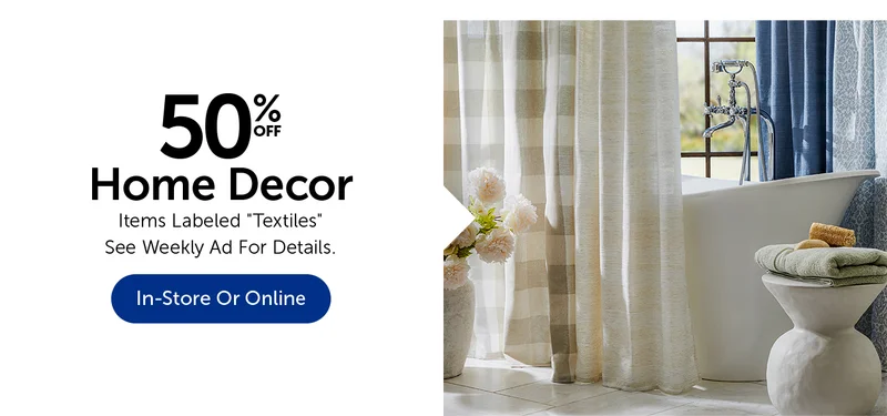 50% Off Home Decor - Items Labeled "Textiles"