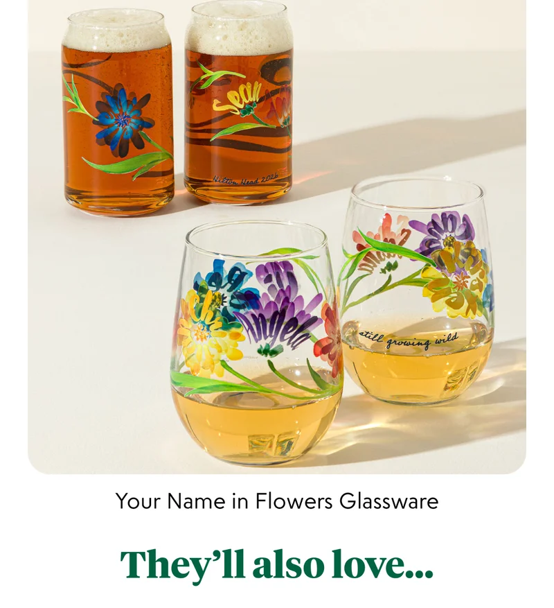Your Name in Flowers Glassware