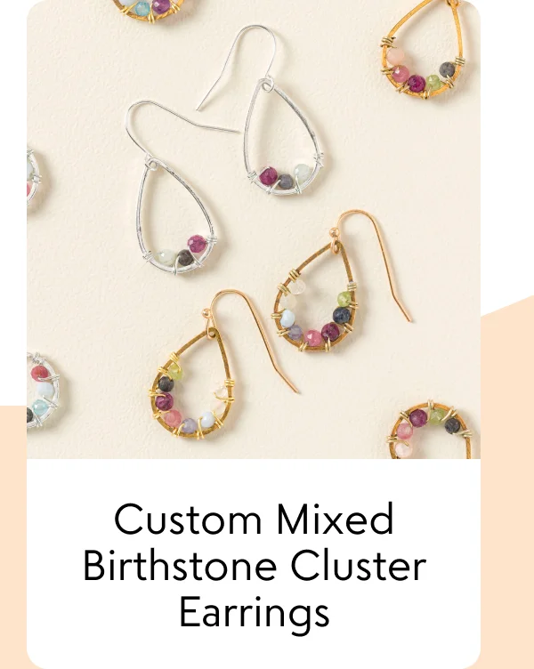 Custom Mixed Birthstone Cluster Earrings