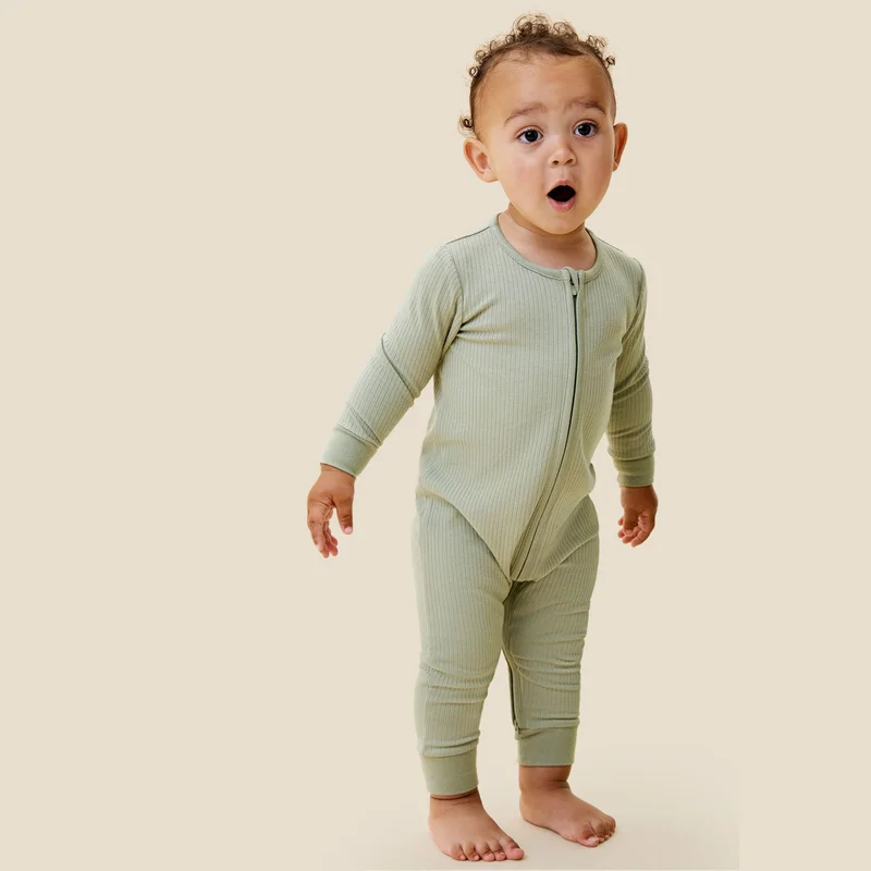 Image of Ribbed Clever Zip Snug Fit Pajamas