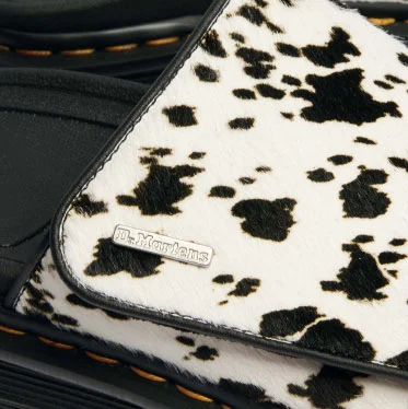 Zebzag Dalmatian Hair On Leather Platform Slides