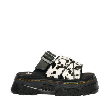 Mattison Slide Dalmatian Hair On Leather Sandals