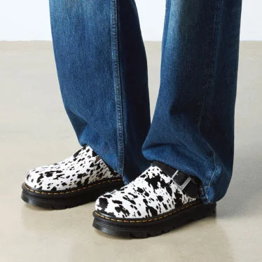 Zebzag Dalmatian Hair On Leather Platform Mules