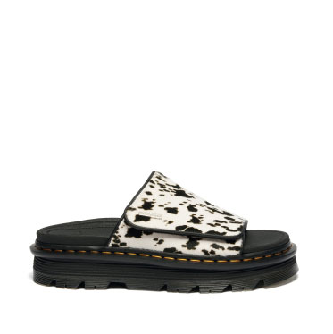 Zebzag Dalmatian Hair On Leather Platform Slides