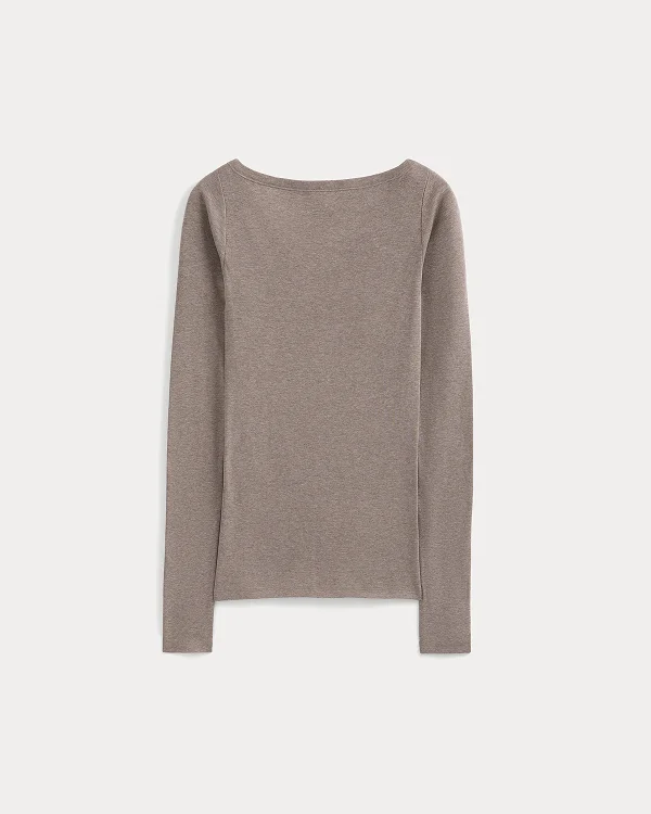 Image | Tissue Boatneck Top | Heathered Chocolate Chip