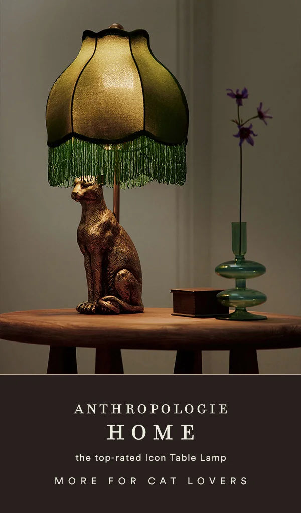 anthropologie home, the top-rated icon table lamp, more for cat lovers