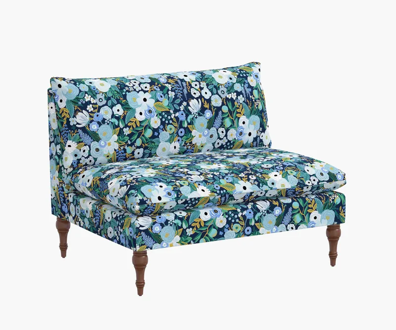 Image of Louie Settee - Garden Party Blue