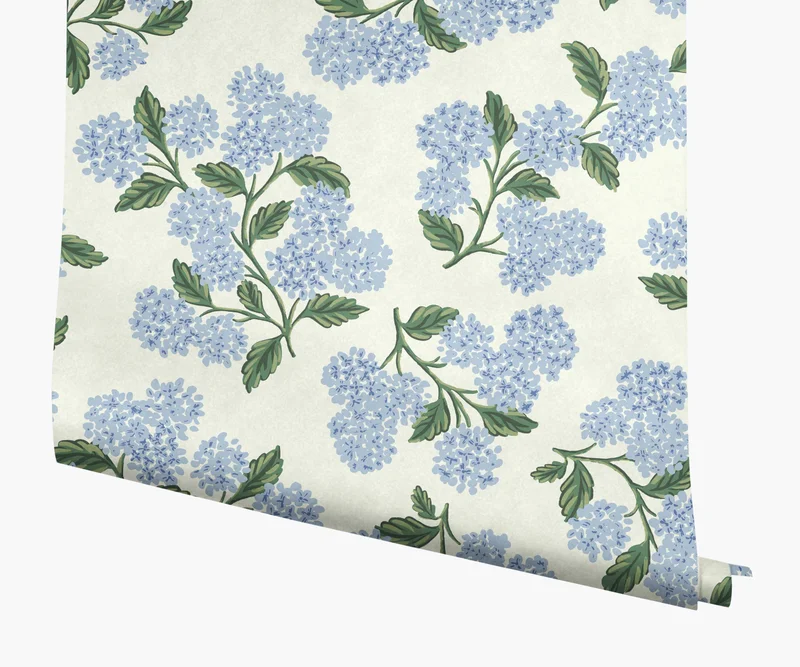 Image of Hydrangea Wallpaper - Blue & White