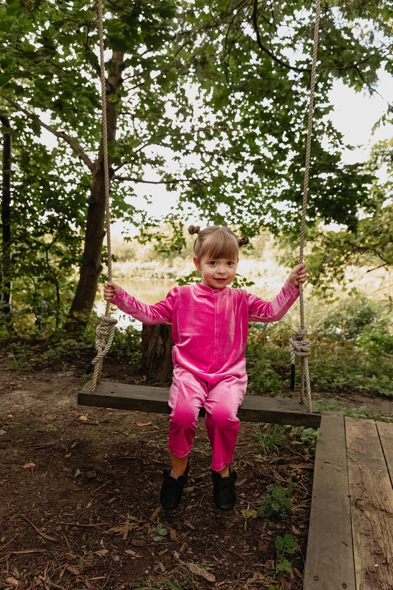 Image of Kids Very Velvet Friday Romper in Magenta