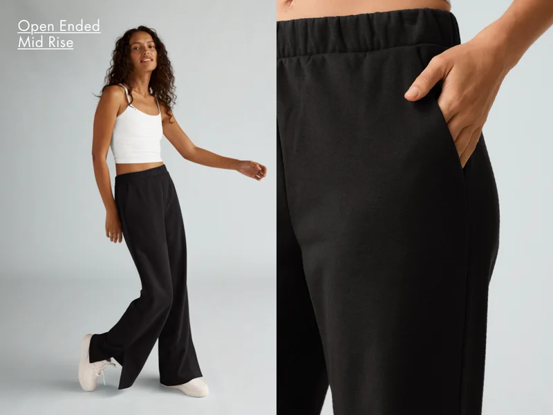 Open Ended Mid Rise Wide Leg Pant