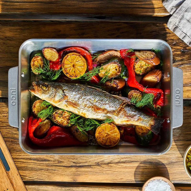 Whole Roasted Sea Bass with Herby Salad