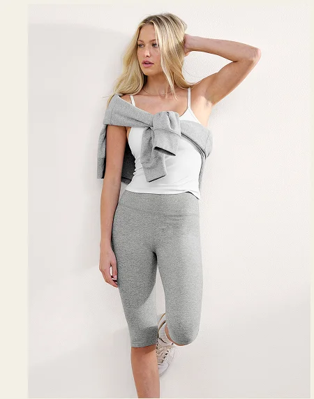 Spacedye Pedal Pusher High Waisted Legging in Silver Mist