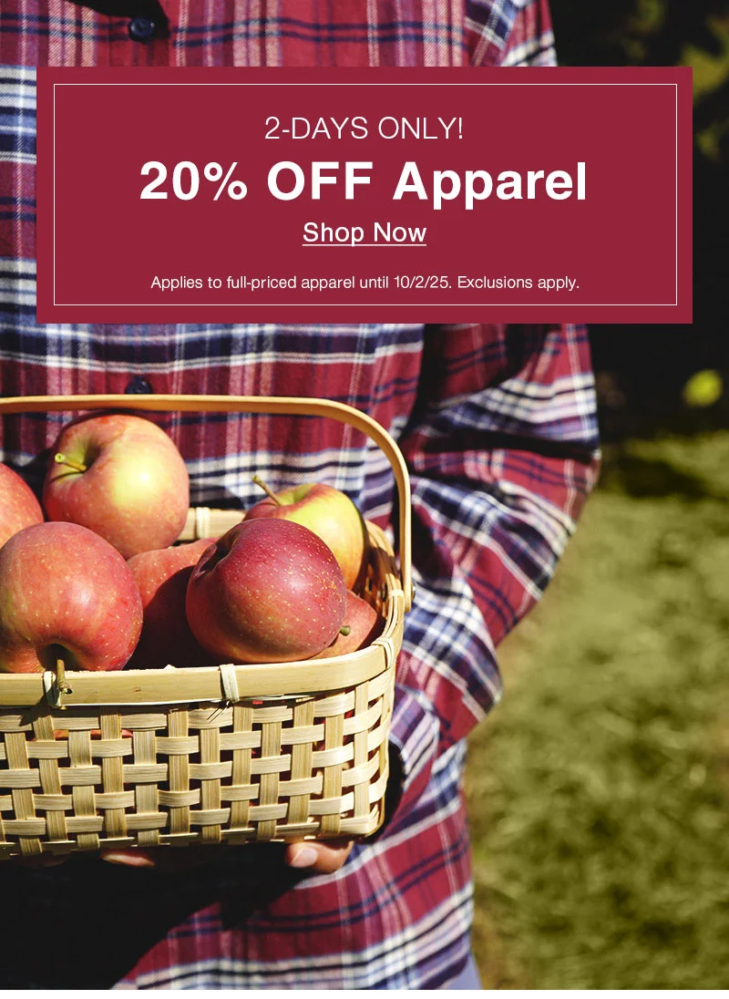 2-Days Only! 20% OFF Apparel