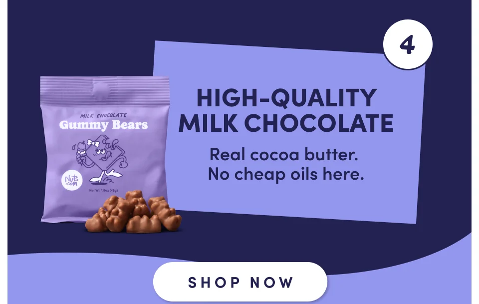 4.) High-quality milk chocolate | Real cocoa butter. No cheap oils here.