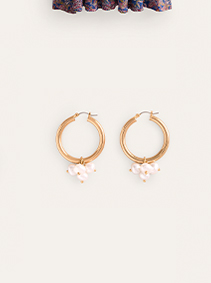 Faux Pearl Cluster Hoops - Gold