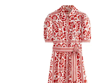 Alexa Maxi Shirt Dress - Rouge, Vine Tile