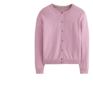Eva Cashmere Crew Cardigan - Old Rose Pink