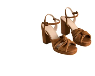 Twist-Front Heeled Platforms - Ginger Snap Suede