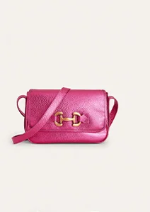 Iris Snaffle Leather Bag - Metallic Pink
