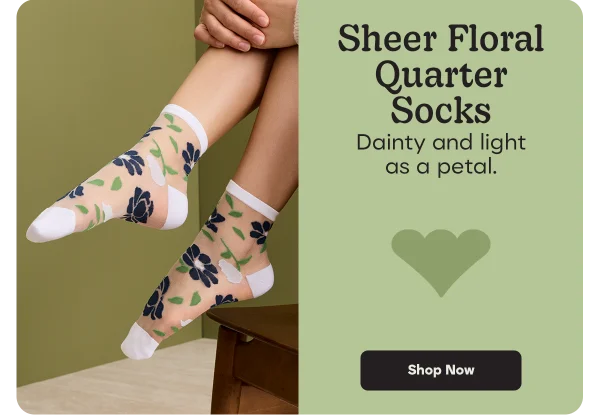 Sheer Floral Quarter Socks | Dainty and light as a petal. Shop Now