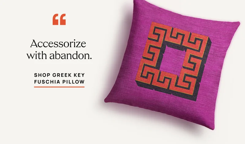 Shop Greek Key Fuschia Pillow