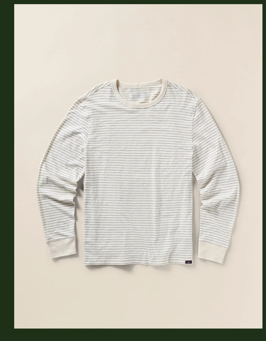 Long Sleeve Sunwashed Tee Cream Flint Stripe