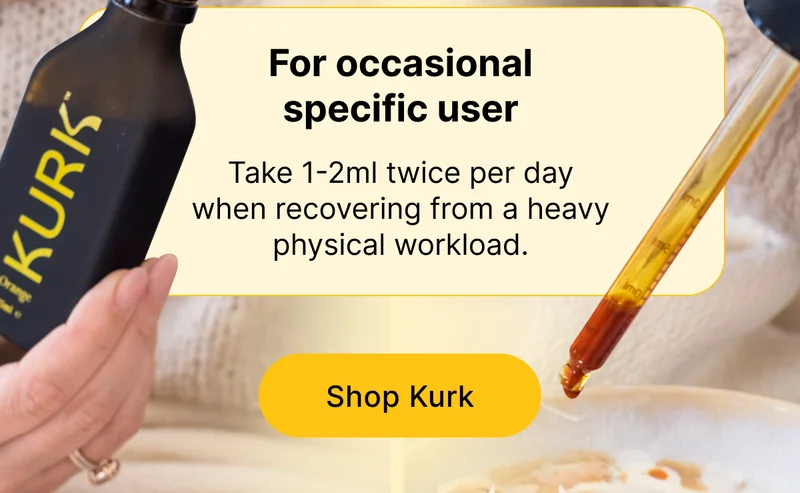 ✔️ For Occasional Specific User Take 1-2ml twice per day when recovering from a heavy physical workload. [ SHOP KURK ]