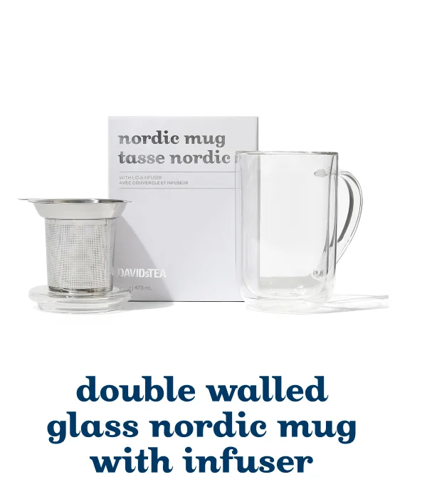 Double walled glass nordic mug with infuser