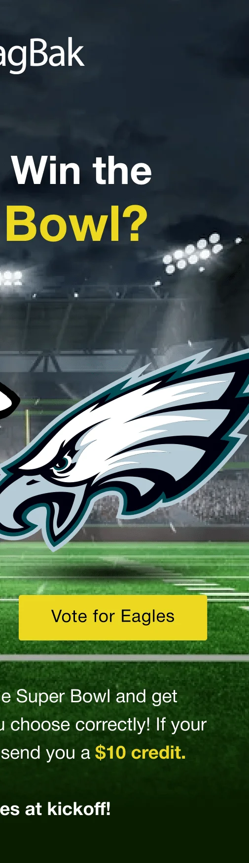 Guess the winner of the Super Bowl and get  $15 MagBak credit if you choose correctly! If your team doesn’t win, we’ll send you a $10 credit.&nbsp;  The poll closes at kickoff!