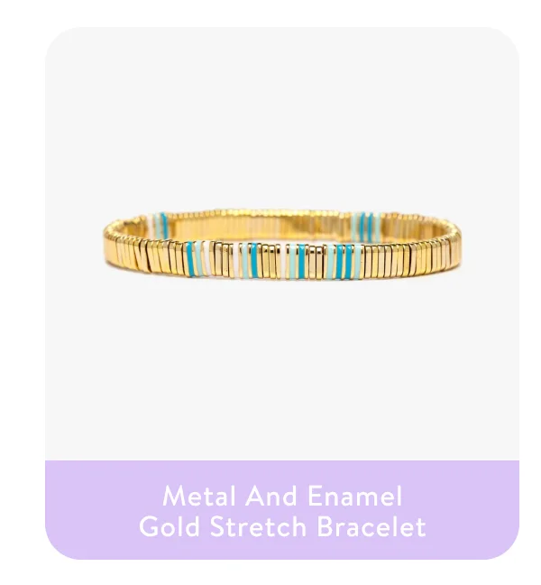 Metal and Enamel Gold Stretch Bracelet