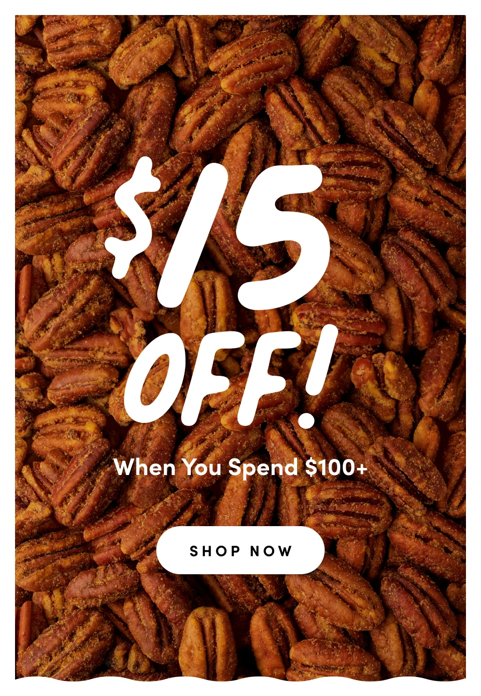 $15 off! when you spend $100+; Shop Now