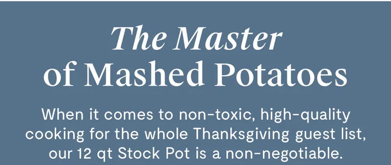 The Master of Mashed Potatoes | When it comes to non-toxic, high-quality cooking for the whole Thanksgiving guest list, our 12 qt Stock Pot is a non-negotiable.
