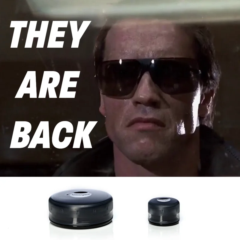 picture of the terminator in sunglasses, text reads "They are back"