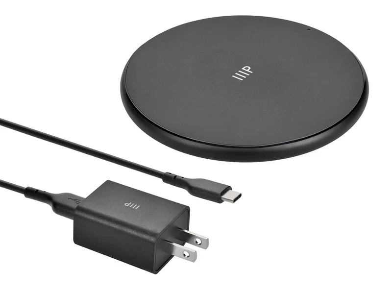 Monoprice Wireless Charger, Qi-Certified 15W Fast Wireless Charging Pad with QC3.0 AC Adapter