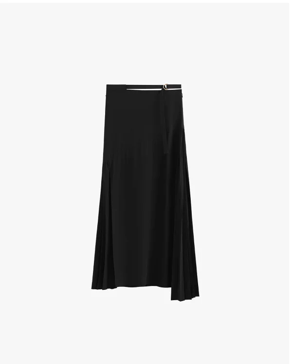 Silk Pleated Side Skirt
