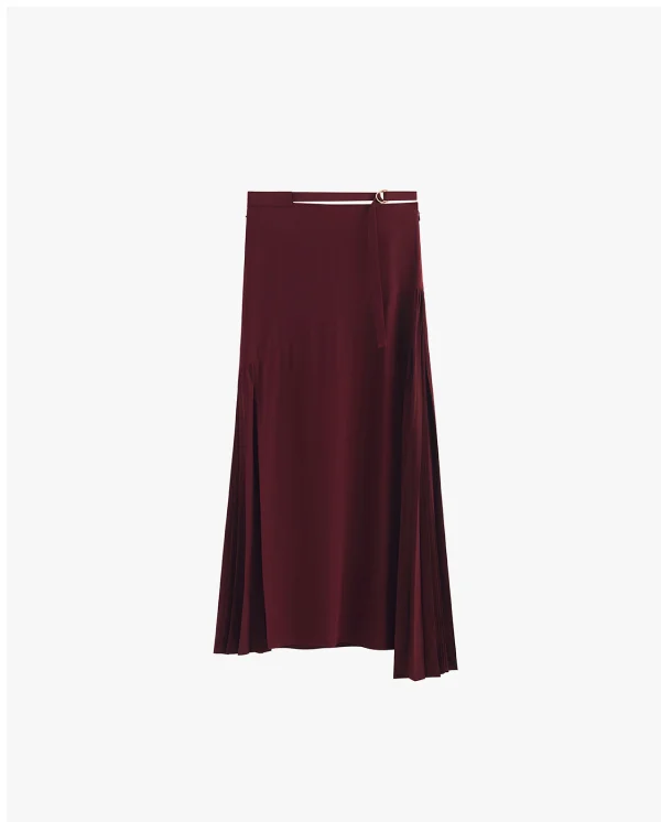 Silk Pleated Side Skirt
