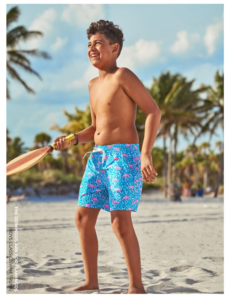 Boys Classic Swim Trunk: The Domingos Are For Flamingos