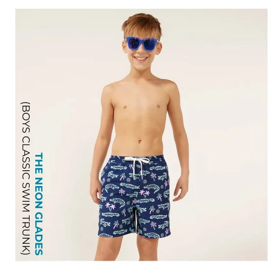 Boys Classic Swim Trunk: The Neon Glades