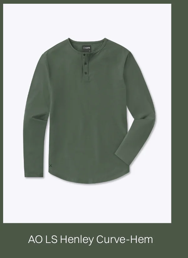 AO Long Sleeve Henley Curve-Hem