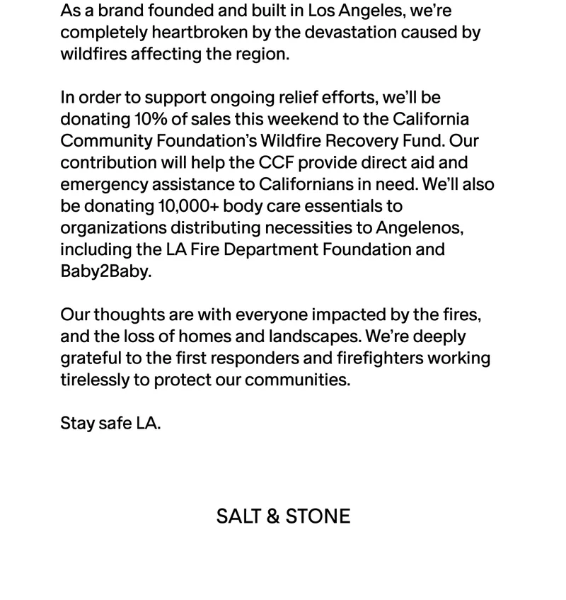 A message from Salt & Stone.