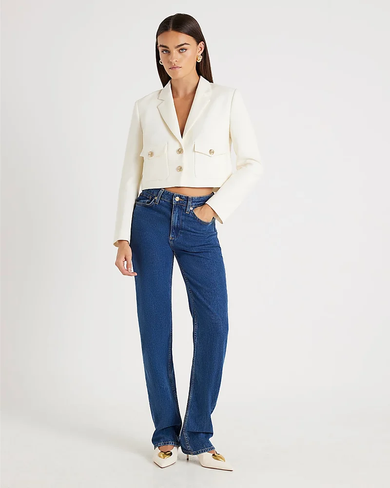 Cream Utility Cropped Blazer Cream Utility Cropped Blazer