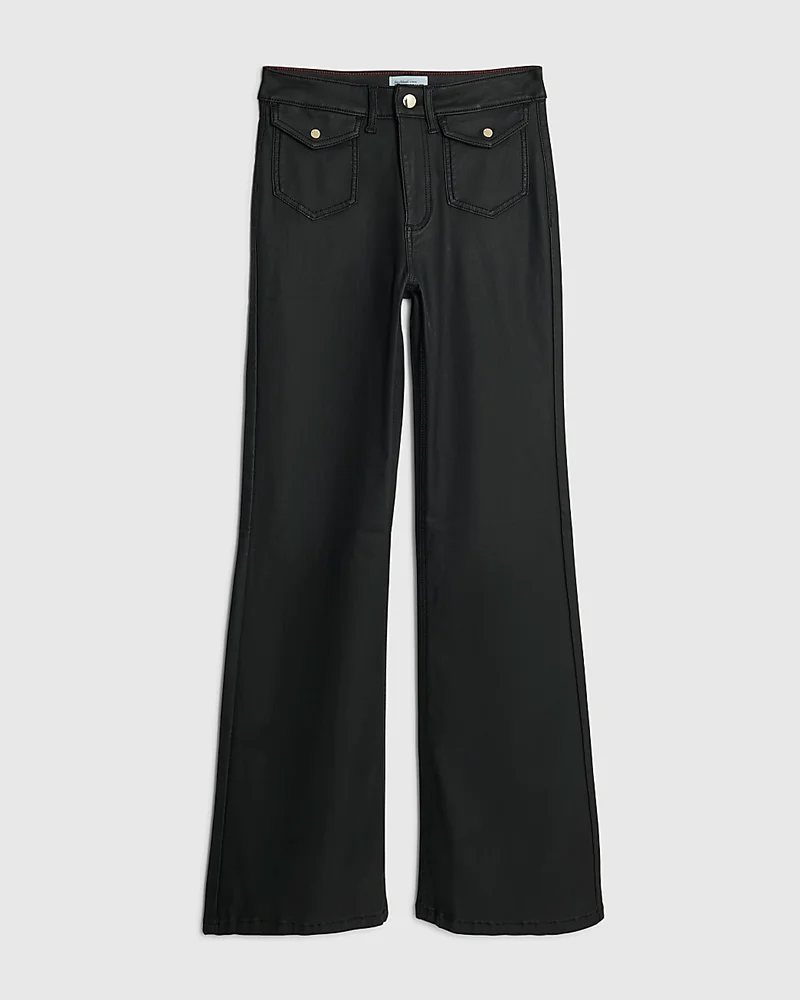Black Coated Pocket Relaxed Flare Jeans Black Coated Pocket Relaxed Flare Jeans