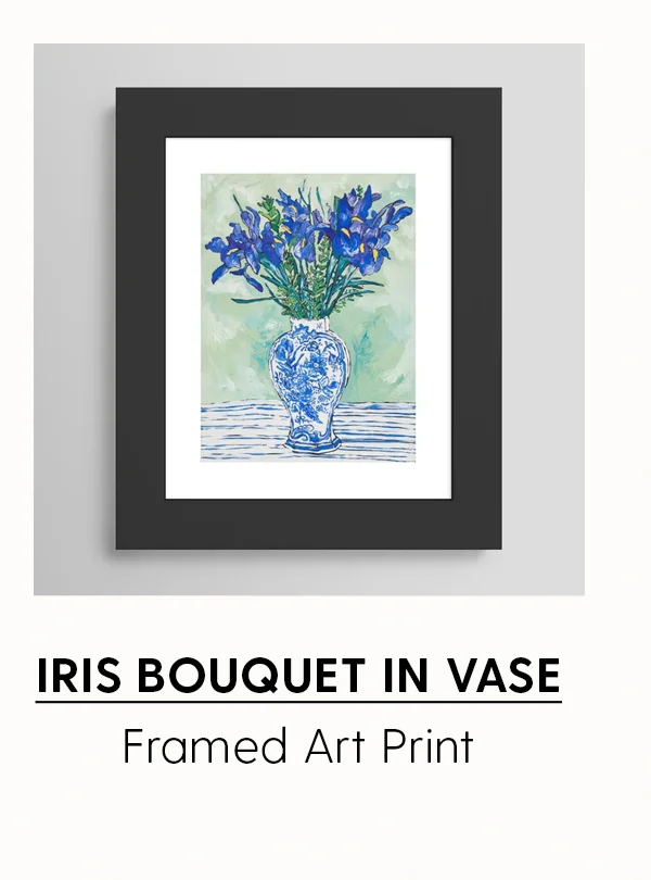 Iris Bouquet In Vase | Framed Art Print