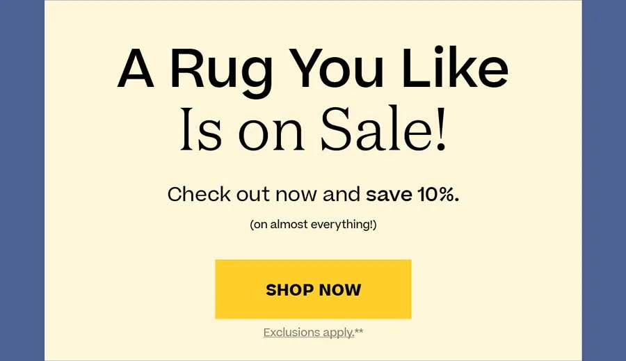 A Rug You Like Is On Sale! Check out now and save 10%!