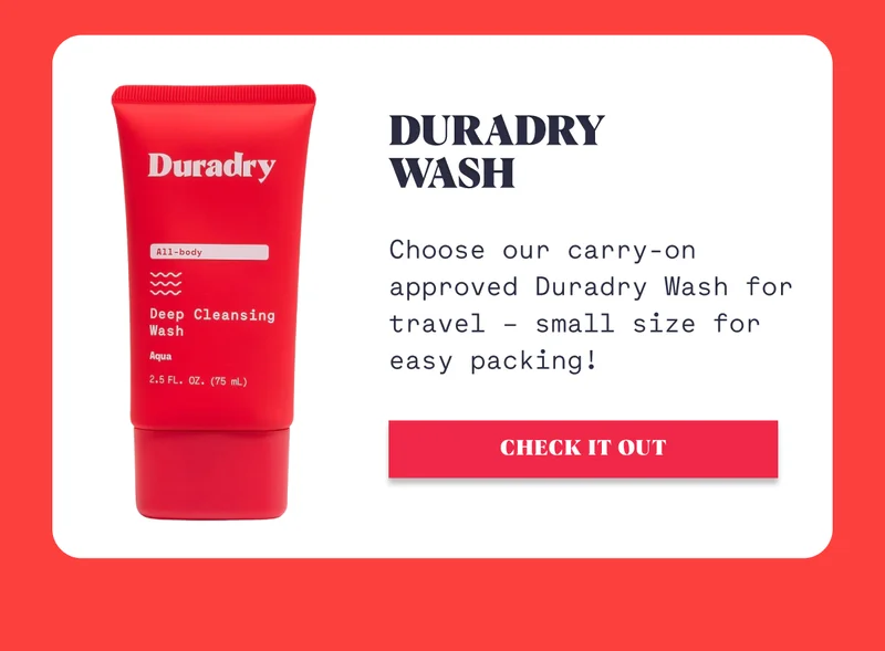 Duradry  Wash Choose our carry-on approved Duradry Wash for travel – small size for easy packing! Check it out