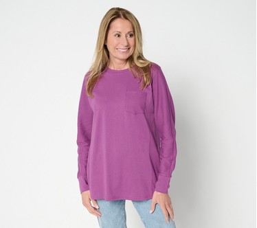 Belle by Kim Gravel Mixed Media Waffle & Jersey Slouchy Top