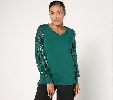 Jingle Belles by Kim Gravel TripleLuxe Knit Sequin Top