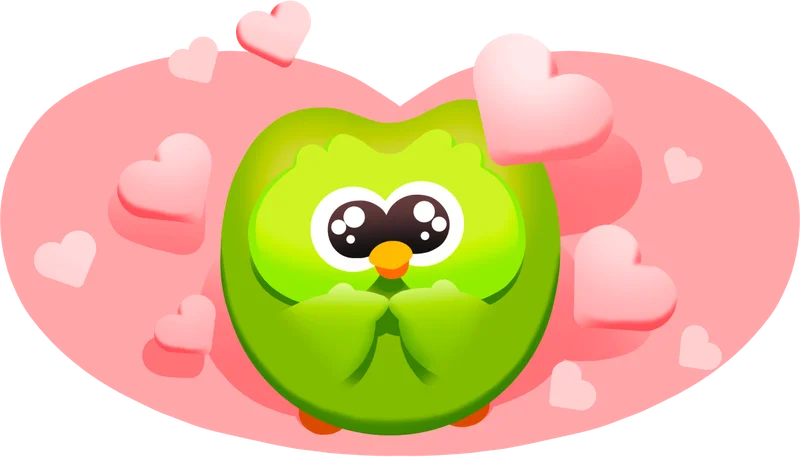 Duo with puppy-dog eyes and hearts behind him